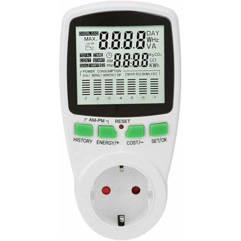 Wattmeter, Energy Consumption Monitor, Power Meter Socket 0-16A Smart Electricity Usage Monitor (UK) (1/5)