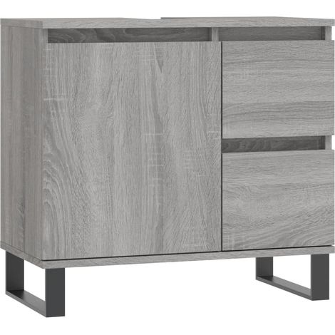 Meuble de Rangement Toilette,Armoire de bain sonoma gris 65x33x60 cm bois d'ingénierie -86539 (1/5)