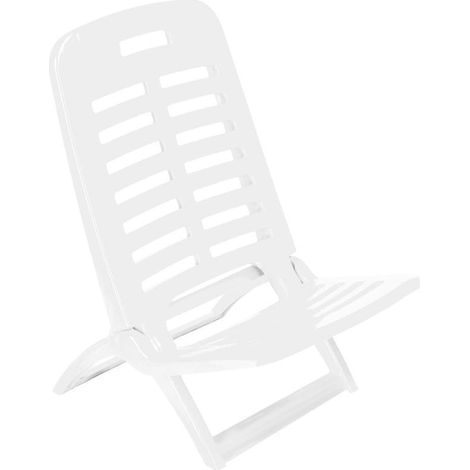 TrAdE Shop Traesio - Sedia Pieghevole Sdraio Da Spiaggia Mare Spiaggina Leggera Portatile Colorata Relax - Bianco