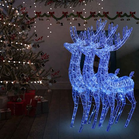 Rennes de Noël XXL Acrylique 250 LED 3 pcs 180 cm Bleu (1/5)