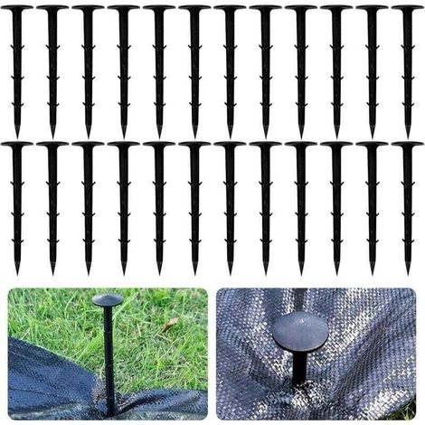 Lot de 60 Piquets de Fixation Ancrage Piquet de Terre avec Barbillon Extra Rsistant Tissu de Mauvaises Herbes de Paysage en Plastique Noir pour la Fixation des Tissus Anti Mauvaises Herbes - 12CM,AAF (1/4)