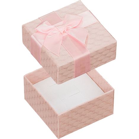 Scatola portagioie decorativa con fiocco, confezione regalo con perle rosa (1/2)