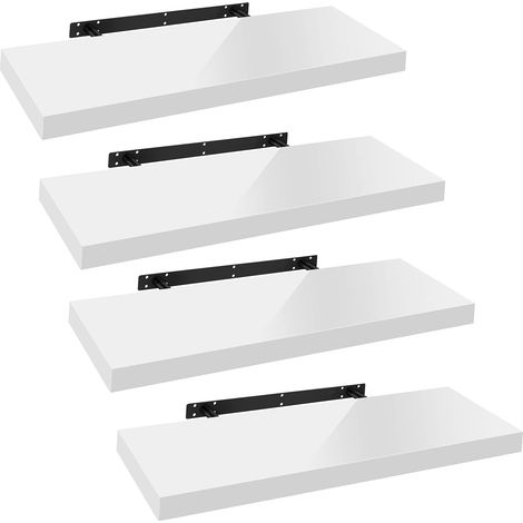 Lot de 4 Étagère Murale WOLTU, Tablette Murale, Étagère à Livres, Panneau de Bois, 60x22, 9x3, 8cm, Blanc, RG9478ws-4