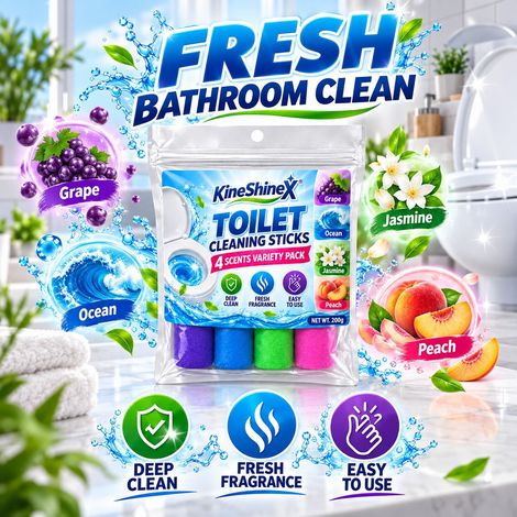 KineShineX Colorful Fragrance Toilet Cleaner Stick, 4-in-1 Fragrance Toilet Cleaner Stick, Cleans Toilet Stains and Removes Yellowing (1/4)