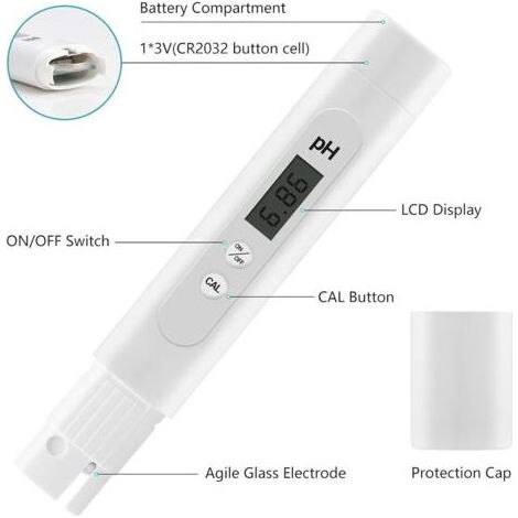 Testeur pH Électronique Plage de 0 à 14 pH, Haute Précision pour Piscine, Aquarium, Eau Potable (1/5)