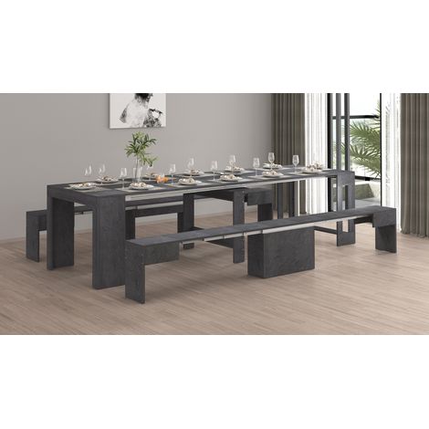 Banc extensible contemporain gris ardoise Montoya (1/5)