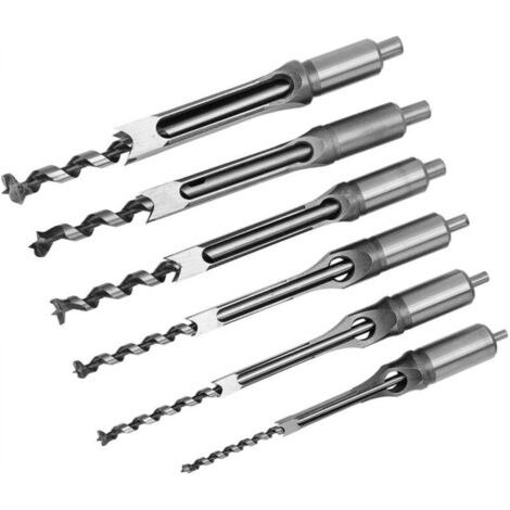 6Pcs Foret de scie à trou carré Ciseau à mortaiser Outil de travail du bois (1/5)