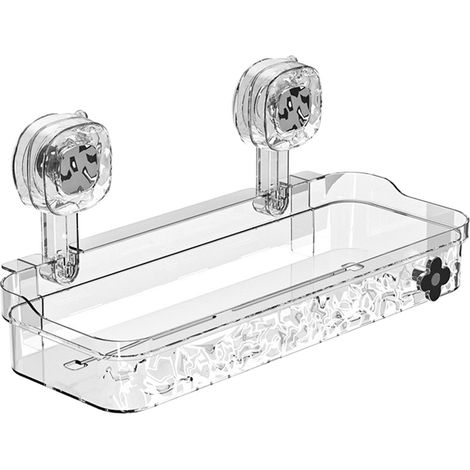 Porte-Produits Salle De Bain - Support À Ventouse - 31 X 14 X 11 Cm - Pour Gel Douche Huiles Essentielles - Blanc - 1 Pièce (1/5)