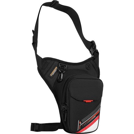 Motorrad Bein Tasche wasserabweisend mit Reflektoren, Schwarz Rot (1/5)