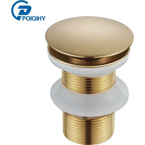 (Brushed Gold C)Bathroom Basin Sink Pop Up Drain Waste Stopper Bathroom Faucet Accessories Brass Chrome/Rose Gold/Brushed Gold Basin Sink Drain (1/4)