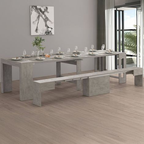 Dmora - Banco Ubertino, Asiento para mesa de comedor, Banco individual extensible, 290x25h45 cm, Gris (1/5)