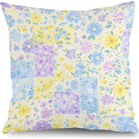 Taie d'oreiller floral été, décoration salon chambre intérieur,45×45cm (1/5)