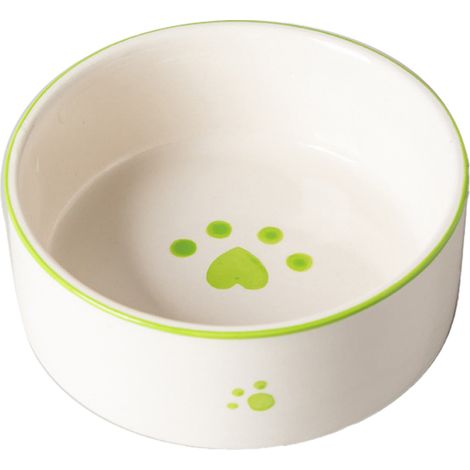 Gamelles surélevées pour chats et petits chiens, lot de 2 en céramique stable, design à pattes empreintes, faciles à nettoyer (1/5)