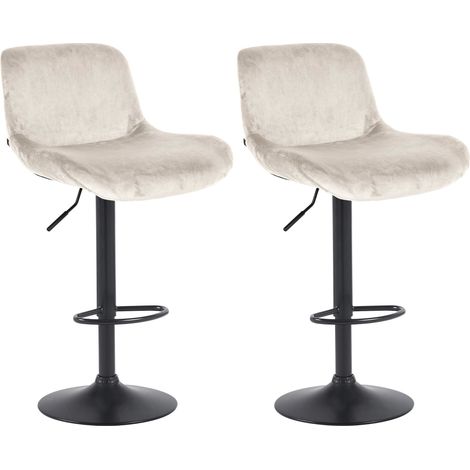 Set di 2 sgabelli da bar regolabili in altezza e girevoli con poggiapiedi in velluto crema struttura in metallo nero 100006097