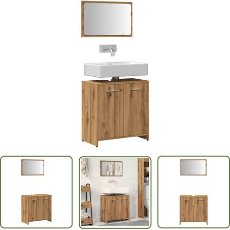 vidaXL Armoire de salle de bain avec miroir chêne artisanal (1/5)