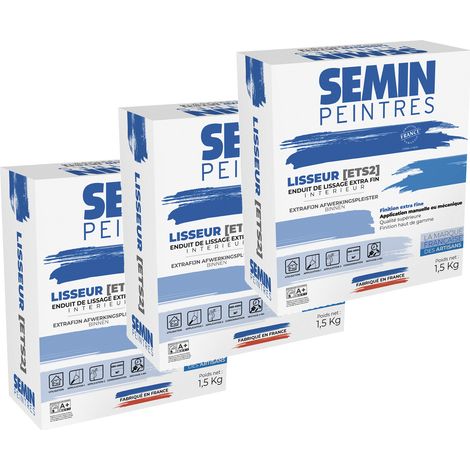 Semin Lisseur, Enduit de Lissage Extra Fin en Poudre pour Finition des Murs, Intérieur, Boite de 1,5 kg (Lot de 3) (1/5)