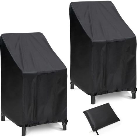 2 Housses de chaise, tissu Oxford imperméable, cordon de serrage, protection UV, pour jardin, terrasse (1/5)