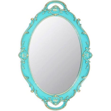Miroir Mural Ovale décoratif Vintage 37 x 25 cm (Bleu) (1/5)