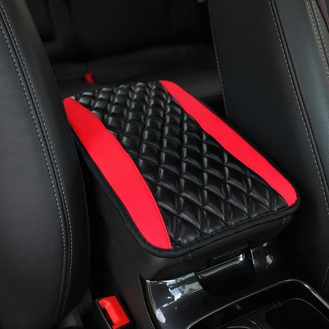 Coussin de console centrale pour voiture, protection d'accoudoir, housse universelle antidérapante, rouge, garniture intérieure auto, protège accoudoir. (1/5)