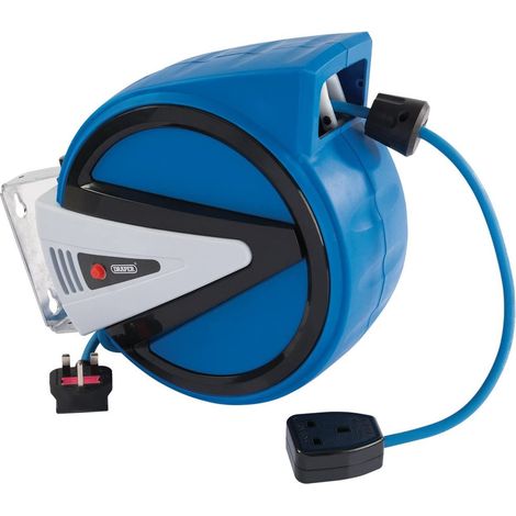 Rouleau de câble électrique rétractable, bleu, 10 m (1/4)