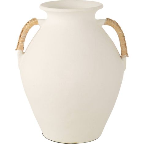 Vase terracotta blanc naturel en poterie artisanale élégante - Blanc naturel terracotta (1/2)