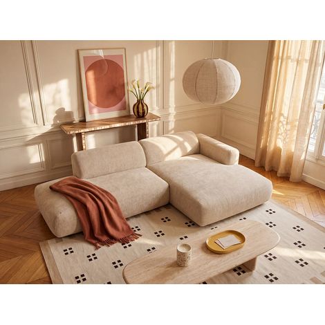 Divano componibile Angolo a destra aperto in Tessuto Beige - POGNI di Maison Céphy (1/5)