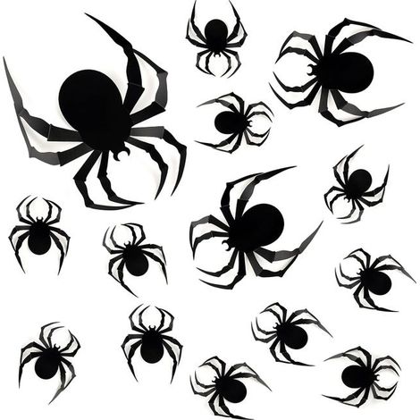 Conjunto de 60 arañas 3D para decoración de Halloween, pegatinas realistas y terroríficas para ventanas y paredes (1/5)