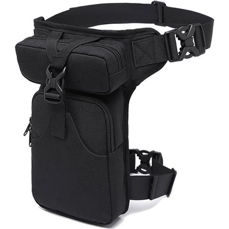 Bolsa de lona para pierna para hombre, Para electricistas y manitas, Bolsa para muslo para motocicletas y bicicletas, Negra, Universal, 1 pieza (1/5)