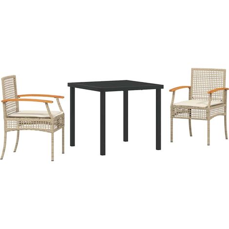 Maison Exclusive - Conjunto de Comedor de Jardín 3 pcs Beige y Ne (1/5)