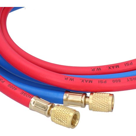 Tuyau de recharge de réfrigérant pour climatiseur, accessoire d'ajout de réfrigérant pour climatisation (double raccord standard anglais, 2 pièces, 1,5 mètre) (1/5)