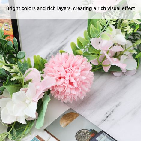 Nouvelle décoration murale de maison en fer forgé avec chrysanthème et plantes aquatiques, guirlande artificielle suspendue pour porte, matériau : cercle en fer + tissu en soie, dimensions : largeur 3 (1/5)