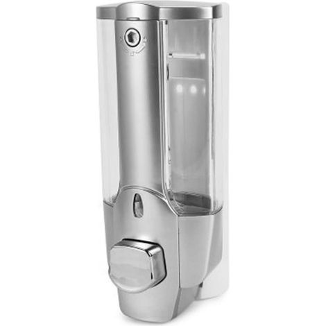 Dispenser di sapone a parete, 350 ml, in plastica ABS, a prova di perdite, per la cucina (argento).