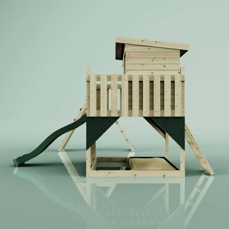 PolarPlay Spielturm Aksel aus Holz in GrünKinderschaukel