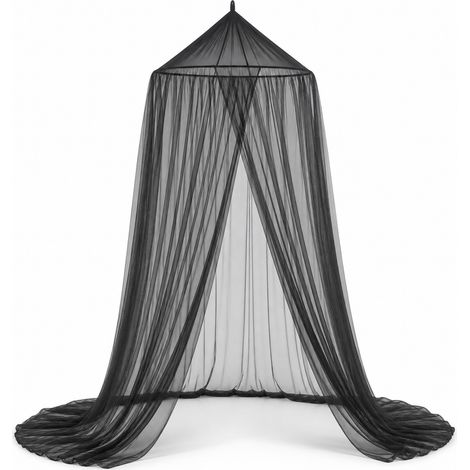 Moustiquaire Baldaquin sans Installation pour Lit Noir 180 cm (1/5)