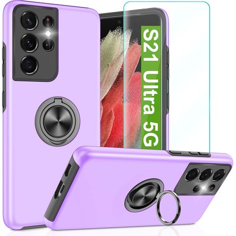 CUSTODIA PER SAMSUNG GALAXY S21 ULTRAVIOLETTO CON ANELLO PELLICOLA RIGIDA (1/5)