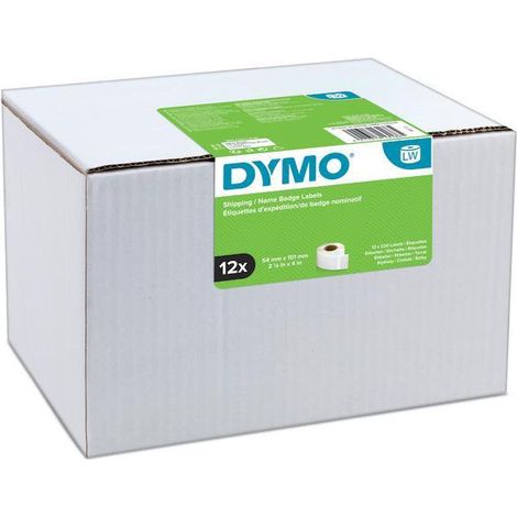Dymo Pack da 2640 Etichette di Spedizione e Badge Nominativi, 101 x 54 mm, Carta Bianca, Rulli da 12 con 220 Etichette ciascuno, Fissaggio Permanente, Compatibile con LabelWriter