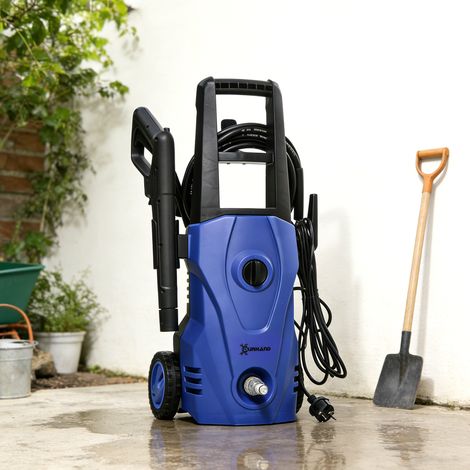 Nettoyeur Haute Pression 1600W, Débit 432 L/h, Pompe en Aluminium 130 Bars, Tuyau 6m, Flacon de Savon, Bleu (1/5)