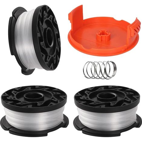 3 Pack - Bobine Fil Coupe Bordure - Accessoire Tondeuse - Système Alimentation Automatique - Pour Herbe Normale - Compatible Black Et Decker - Noir - 15x10cm (1/5)