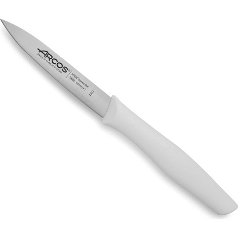 Coltello Mondador Arcos Nova 188624 in acciaio inox Nitrum e mango Polipropilene, colore bianco 10 cm lama in scatola espositiva (1/5)