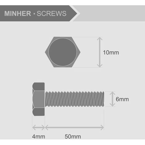 M6 x 50mm 20PCS Boulons à six pans en 304 Acier Inoxydable de Coin Extérieur Vis Hexagonale,Boulons et écrous de Sortilège Ensemble (1/2)