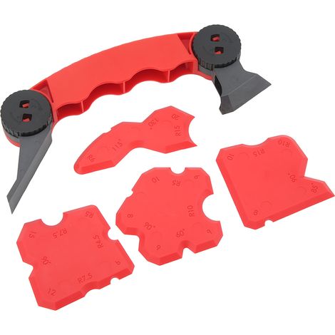 Lot de 5 outils racleur colle plastique orange : lames joints vitre porte fenêtre jointure mastique bricolage peinture (1/5)