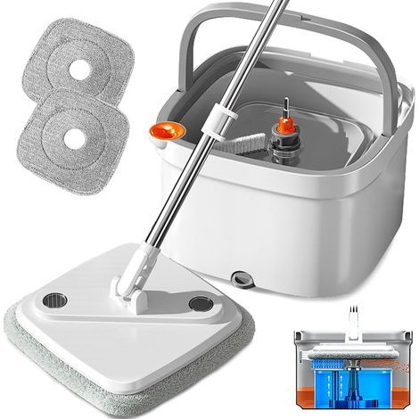Kit 360° Rotating Mop and Water Separation Bucket, Square Microfiber Head for Home and Office Floors (1/5)