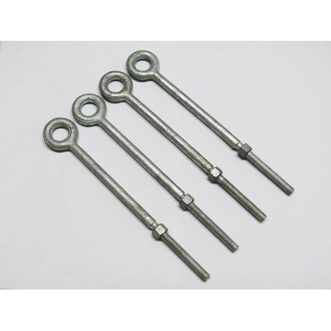 X4 5/8" X 10" Galvanised Longshank Eyebolts with Nut - 16MM X 254MM Shoulder (1/2)