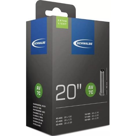 Schwalbe Schlauch AV 7C extra leicht 20x1.50-2.35" 40/60-406 AV 40mm (1/3)