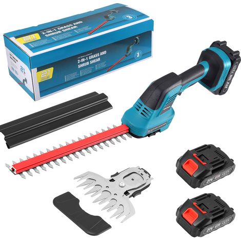 2 Cisaille De Jardin, Lame Double 460mm, Batterie 24v 1500mah, Pour Haies Arbustes Pelouse (1/5)