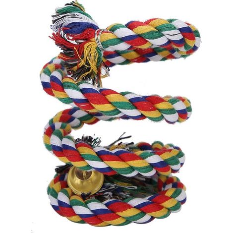 Jeffergarden Corde de coton suspendue colorée, harnais debout pour oiseaux, perroquet, corde d'escalade à mcher, jouets (1/5)