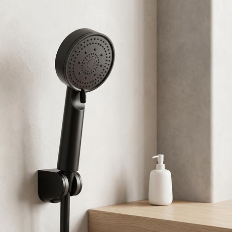 SUNABBING Pommeau de Douche Haute Pression, 5 Types de Jets, Finition Chrome Argenté, Anti-Calcaire et Économie d’Eau, Douchette à Main pour Salle de Bain