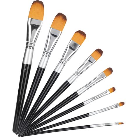Ensemble de 8 Pinceaux en Nylon pour Peinture à l'Huile, Acrylique et Aquarelle - Idéal pour Artistes Débutants et Confirmés (1/5)