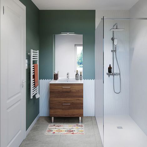 Meuble salle de bain London 60 cm Noyer brun (1/5)