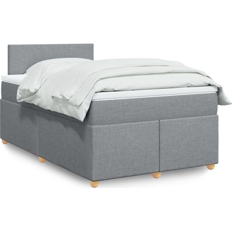 Boxspringbett mit Matratze Hellgrau 120x200 cm Stoff
